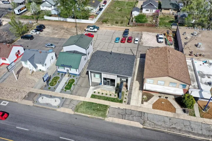 Aerial perspective of suburban area