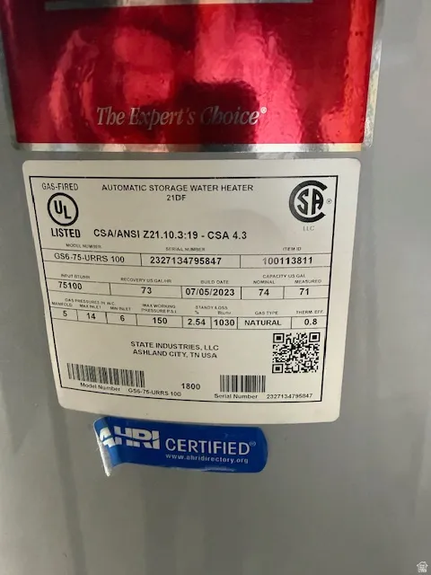 Detailed view of water heater