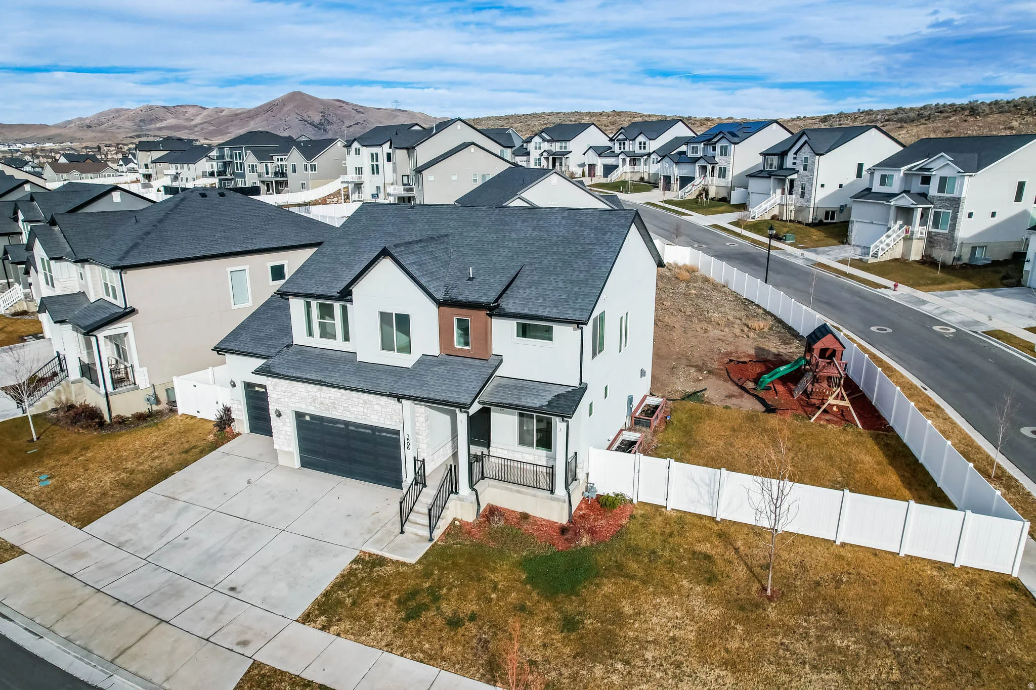 Aerial view of residential area