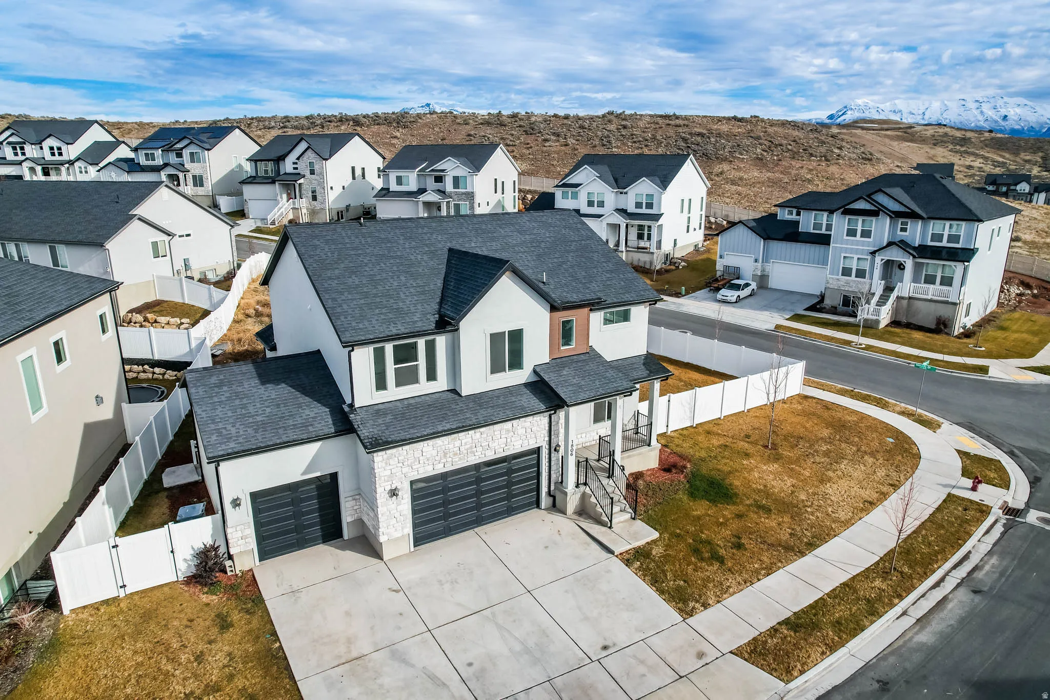 Aerial perspective of suburban area