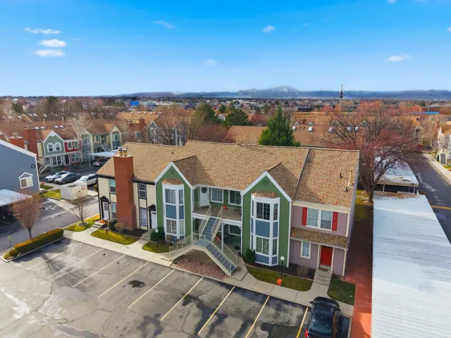 Aerial perspective of suburban area