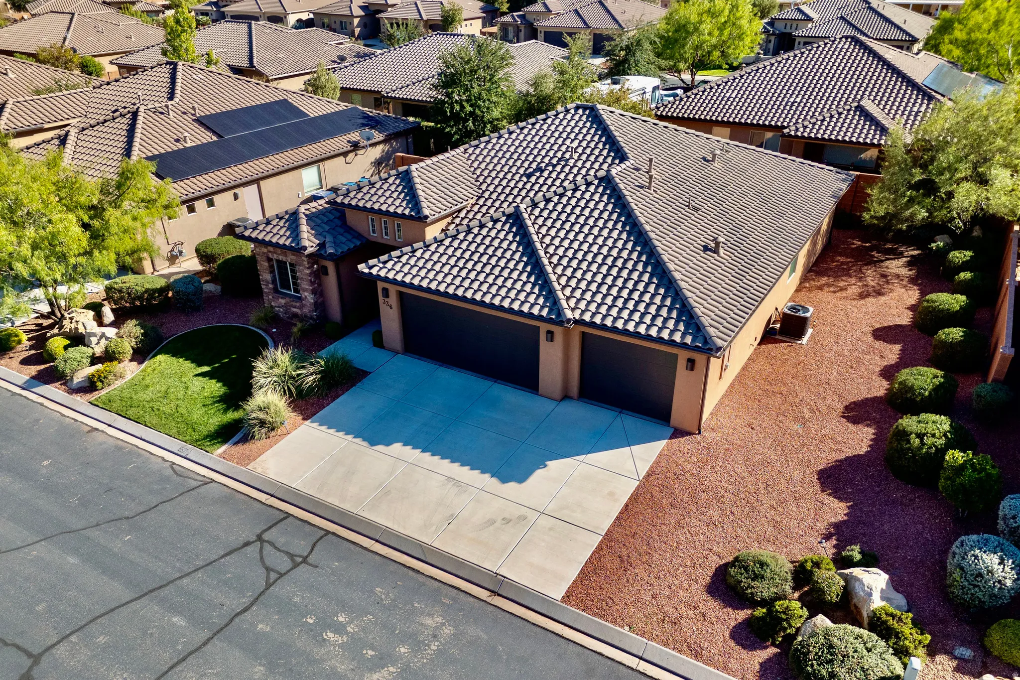 Aerial perspective of suburban area