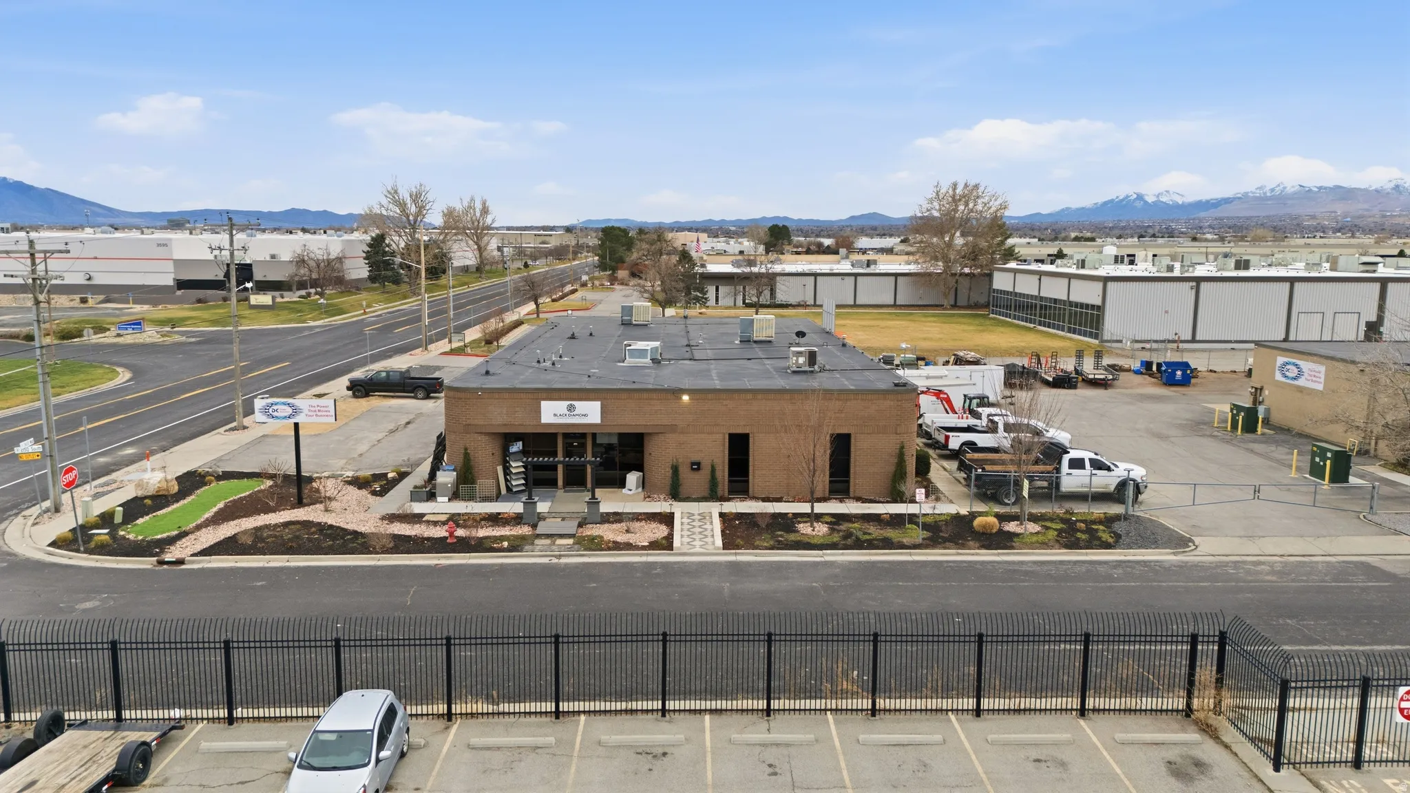 Aerial view of a mountainous background