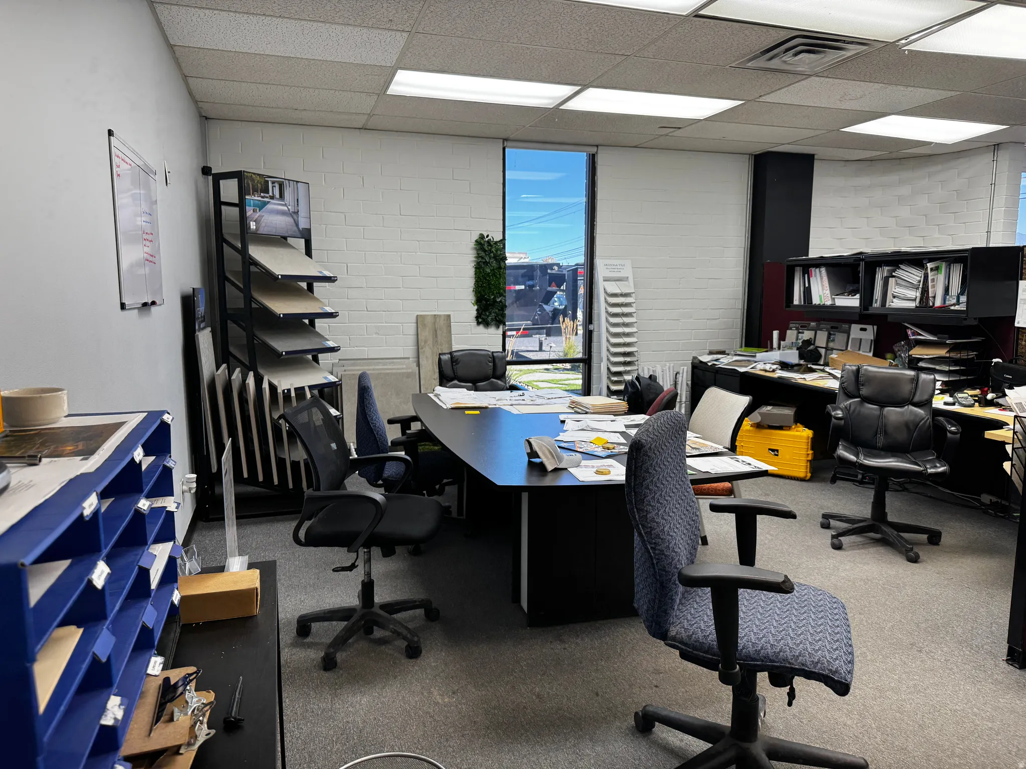 Office with a drop ceiling