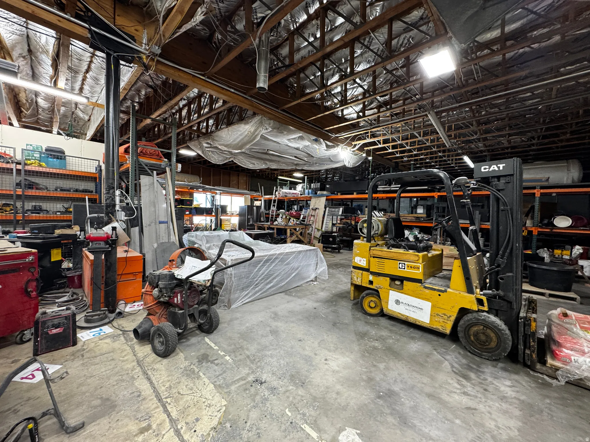 Garage with a workshop area