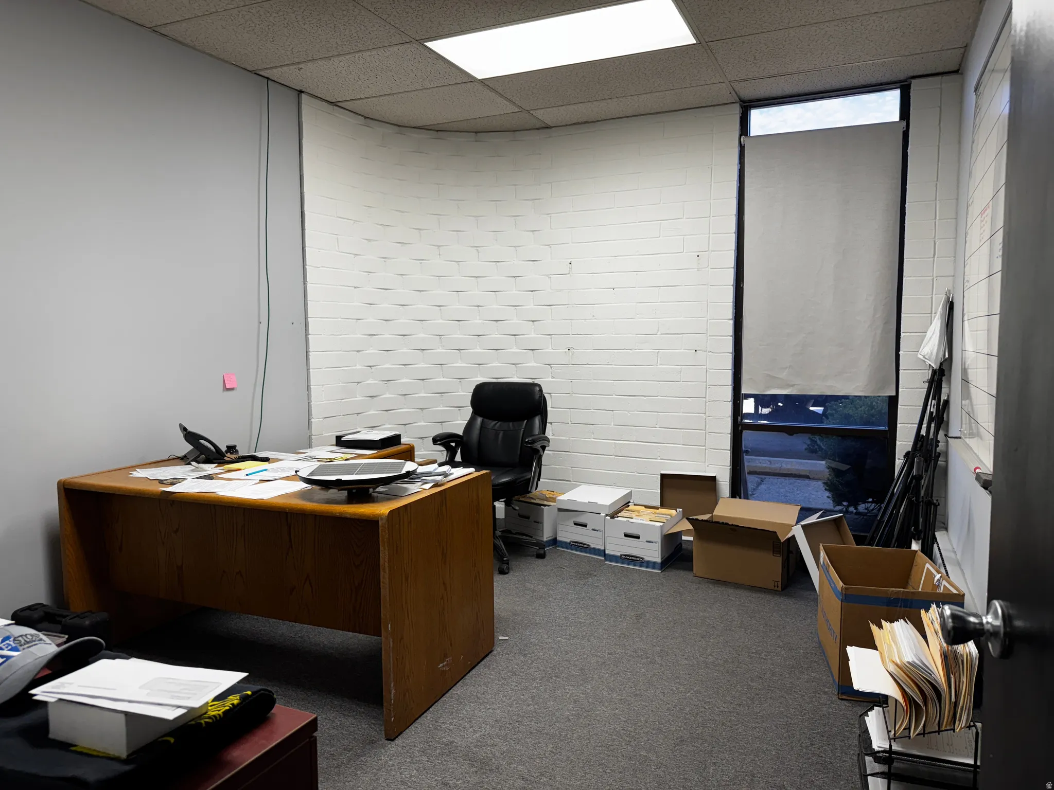 Office with a drop ceiling