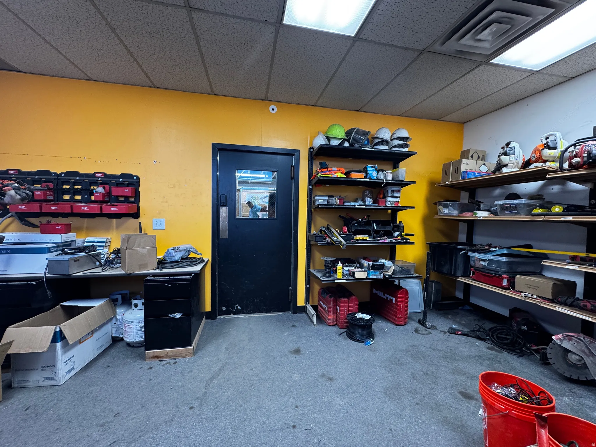 Office with a drop ceiling