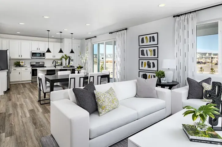 Living room featuring recessed lighting and light wood finished floors