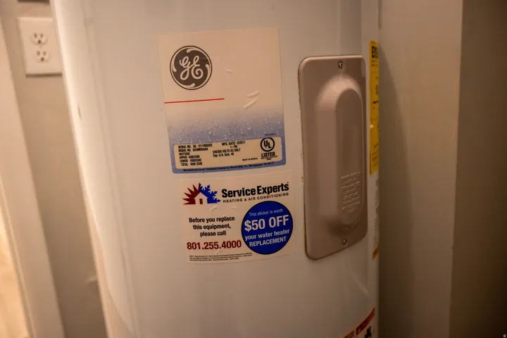 Detailed view of electric water heater