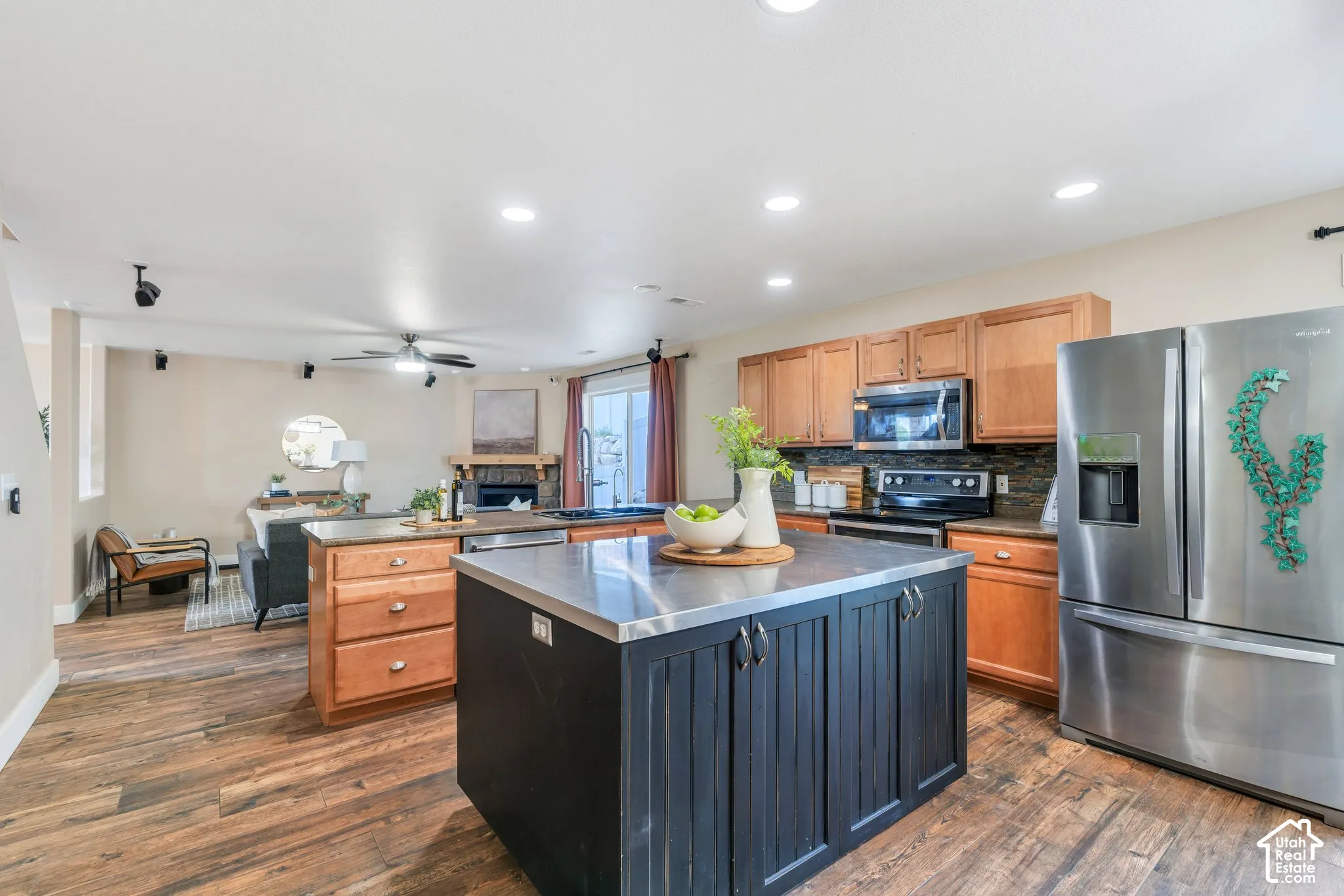 Island provides extra prep space