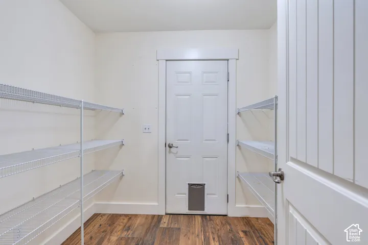 Walkthrough pantry between kitchen and garage
