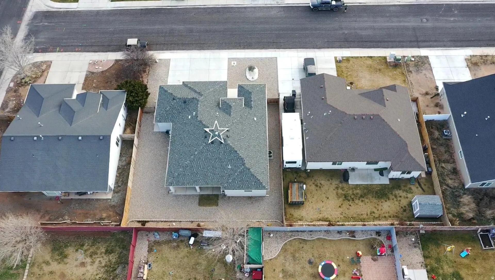 Aerial perspective of suburban area