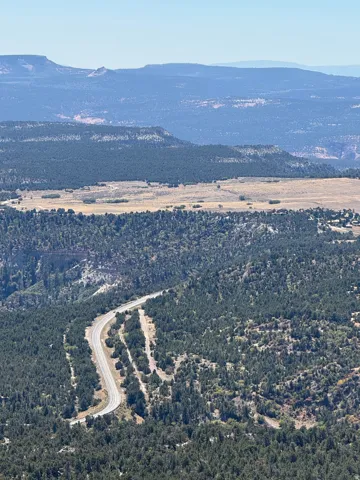 Bird's eye view of a mountainous background