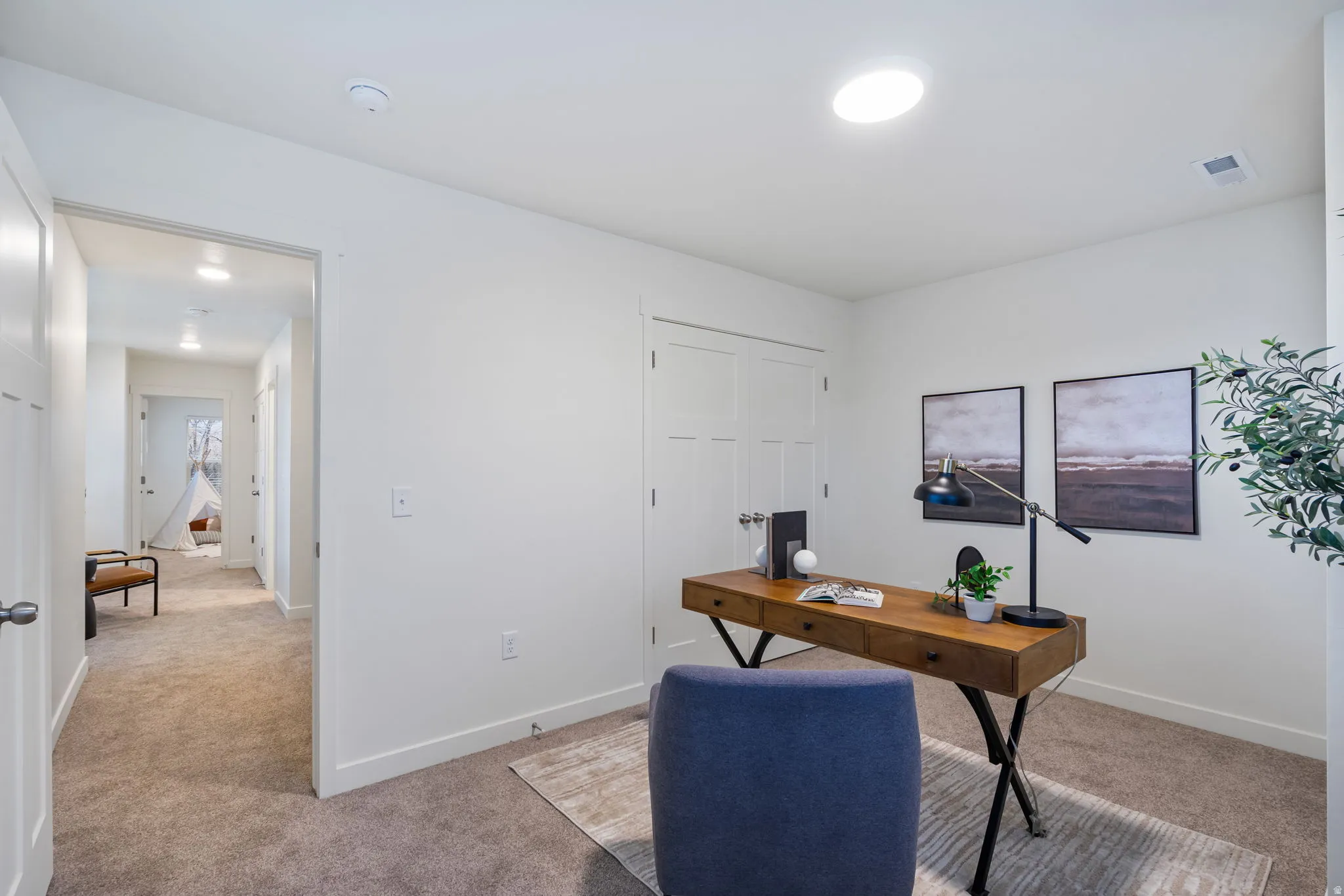 Bedroom or optional Office area with light colored carpet