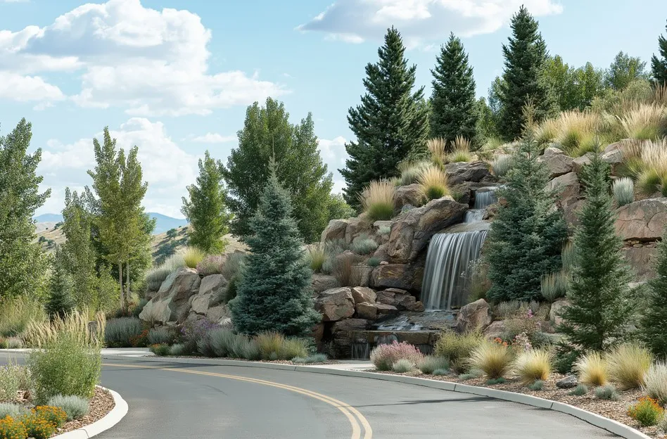 View of asphalt street with curbs