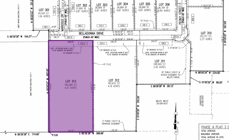 Map showing property parcels