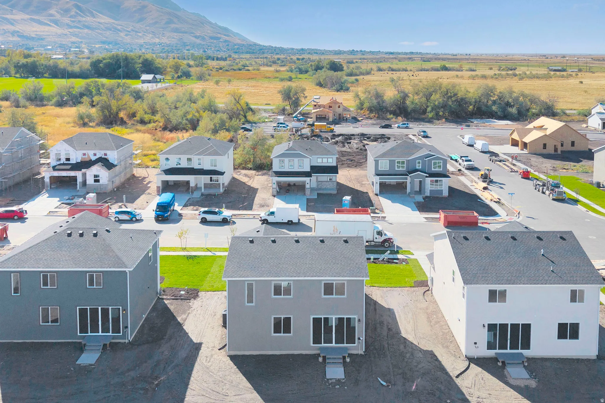 Aerial view of residential area