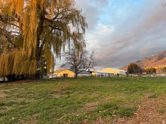 View of yard with a view of countryside