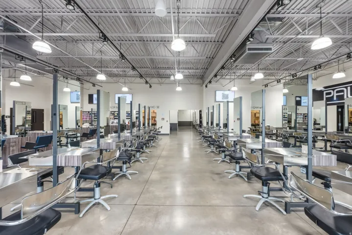 Exercise room featuring a high ceiling