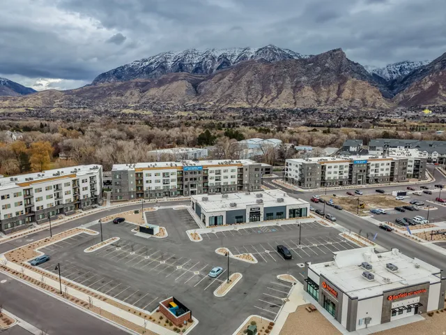 Bird's eye view of a mountain backdrop