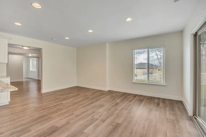 Empty room featuring recessed lighting and light wood finished floors