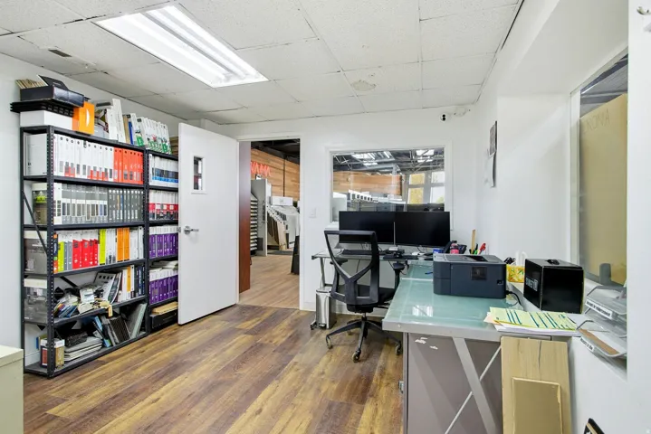 Office area featuring a drop ceiling