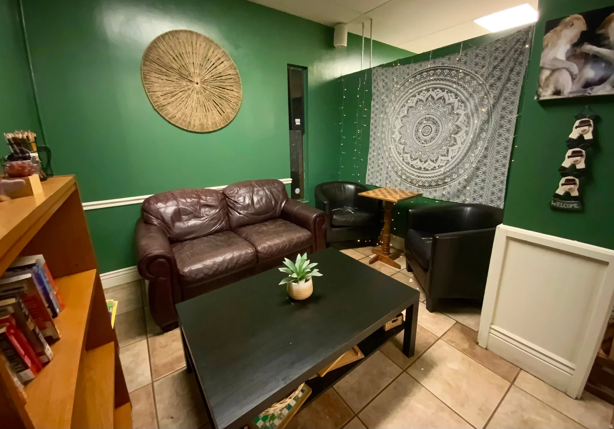 View of tiled living area