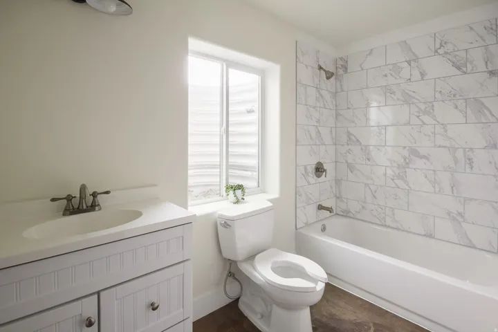 Full bathroom with vanity and shower / bathtub combination