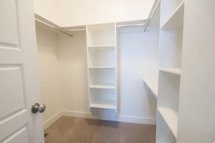 Spacious closet with carpet floors