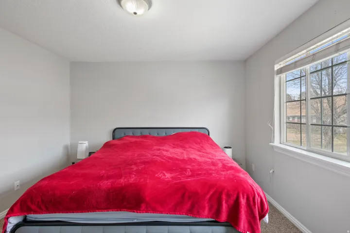 Bedroom with baseboards and carpet floors
