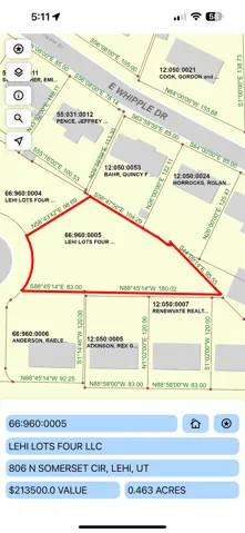 Map showing property parcels