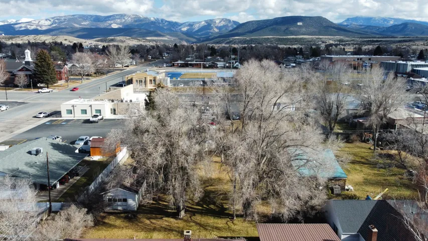 Aerial view of a mountain backdrop