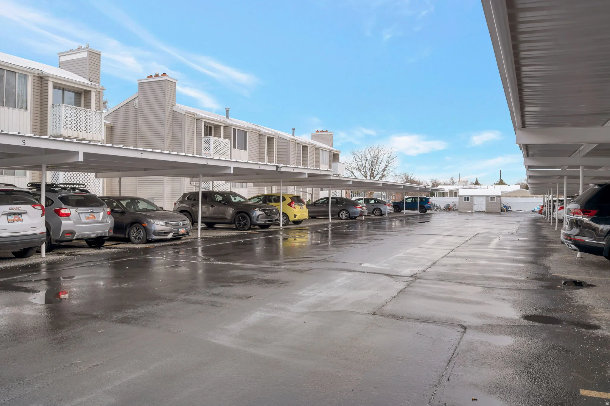 View of covered parking lot
