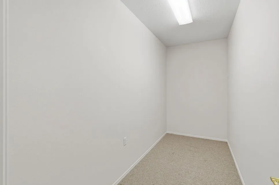 Unfurnished room featuring light carpet and a textured ceiling