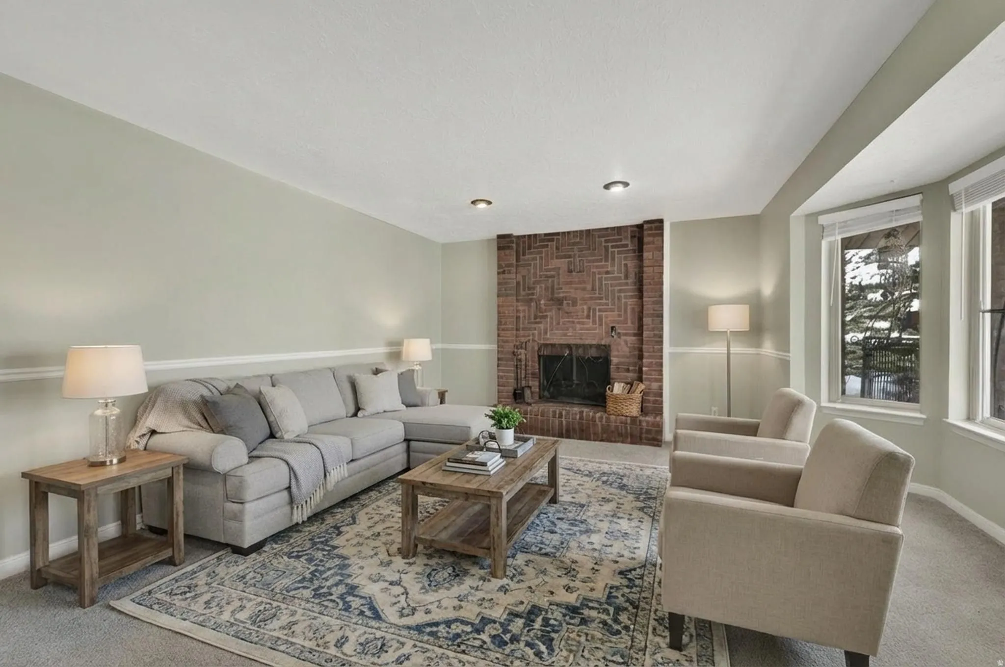 Virtually staged formal living room