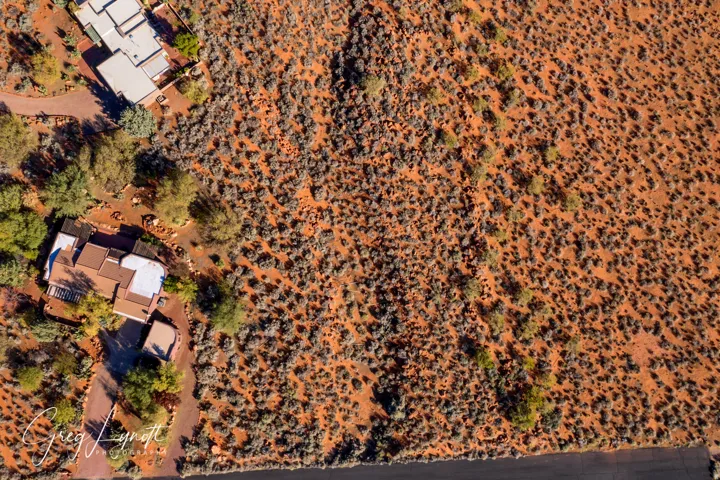 Bird's eye view of a desert landscape
