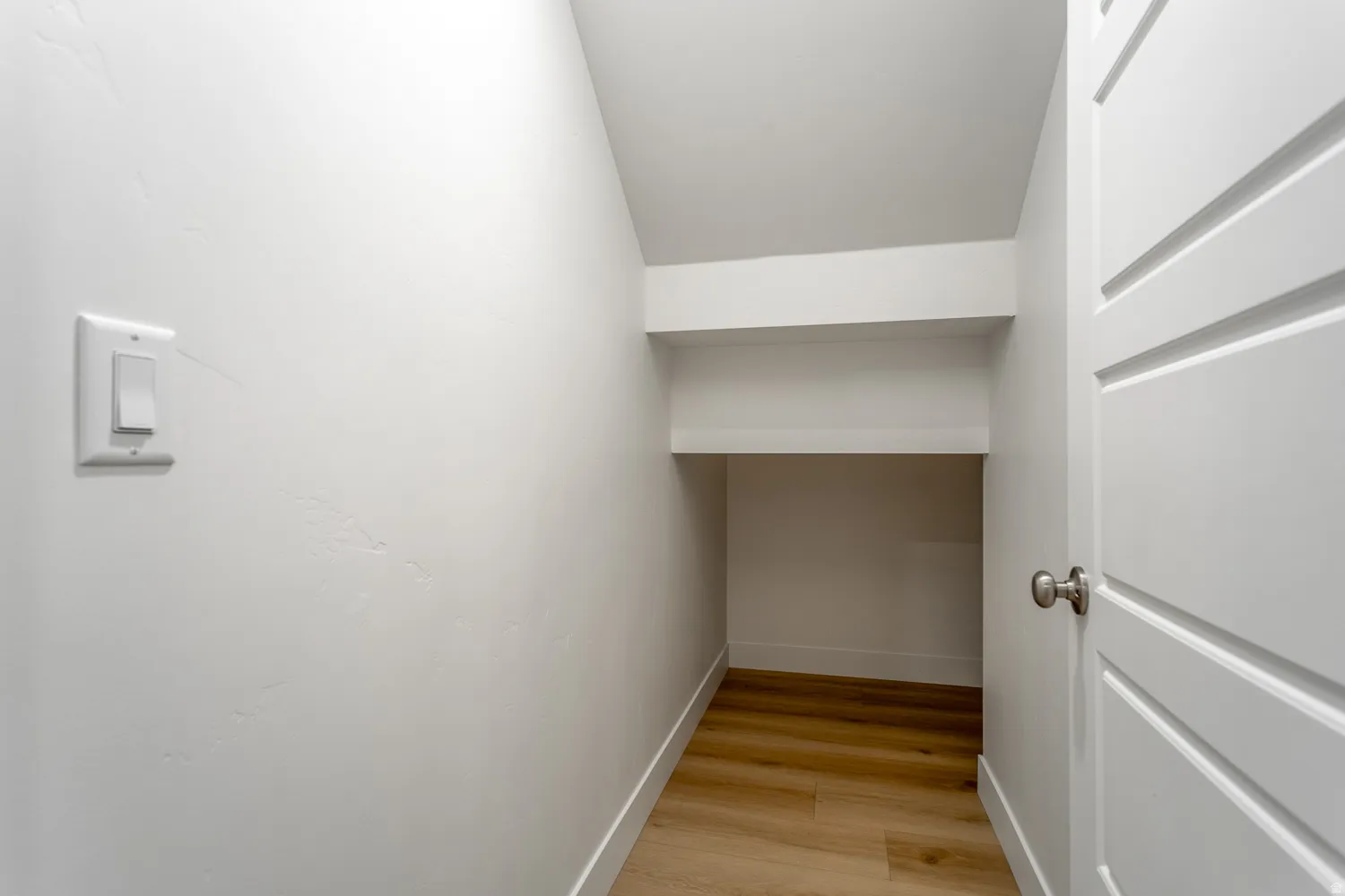 Spacious closet with light wood-style flooring