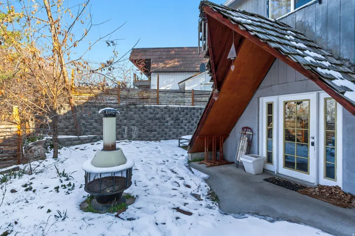 View of snow covered patio