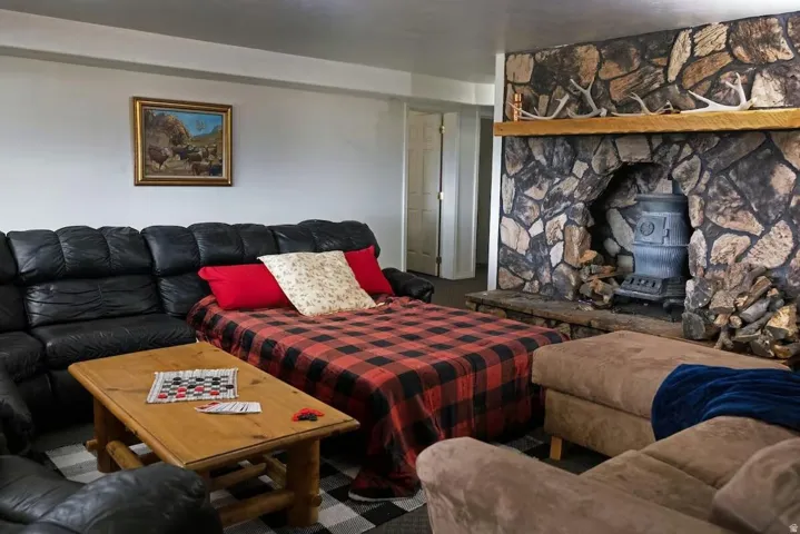 Living area with a wood stove