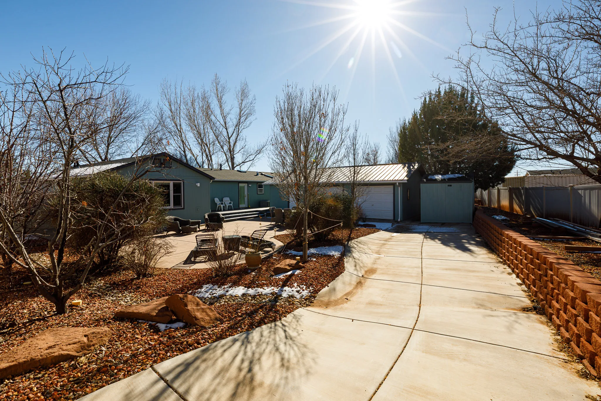 Backyard and patio area