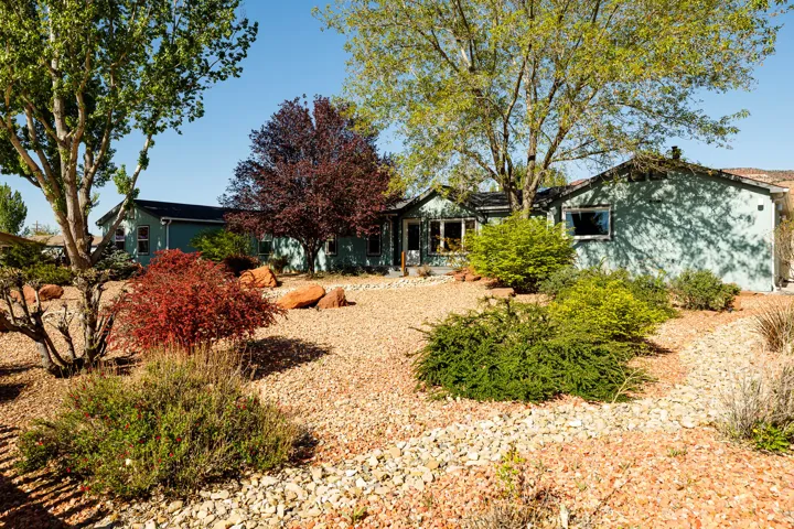 View of front of home with a patio area