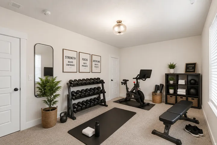 Bedroom used as an exercise room.