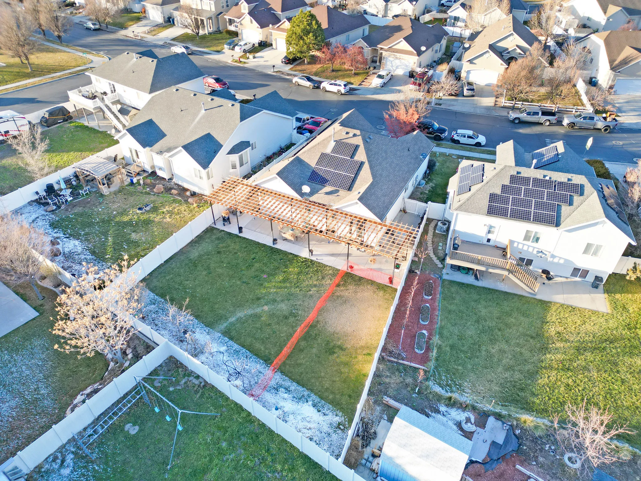 Aerial perspective of suburban area
