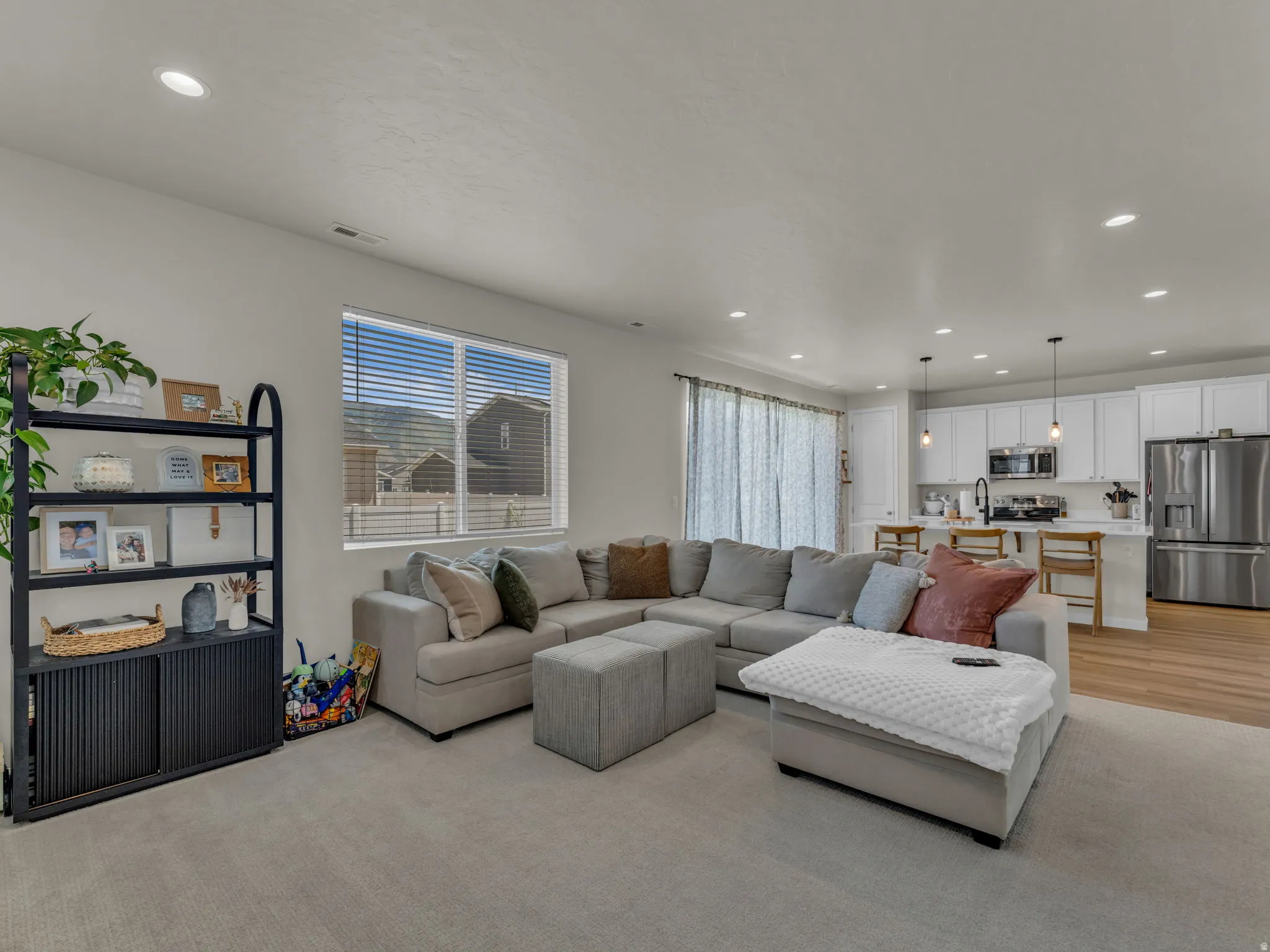 Living room with recessed lighting