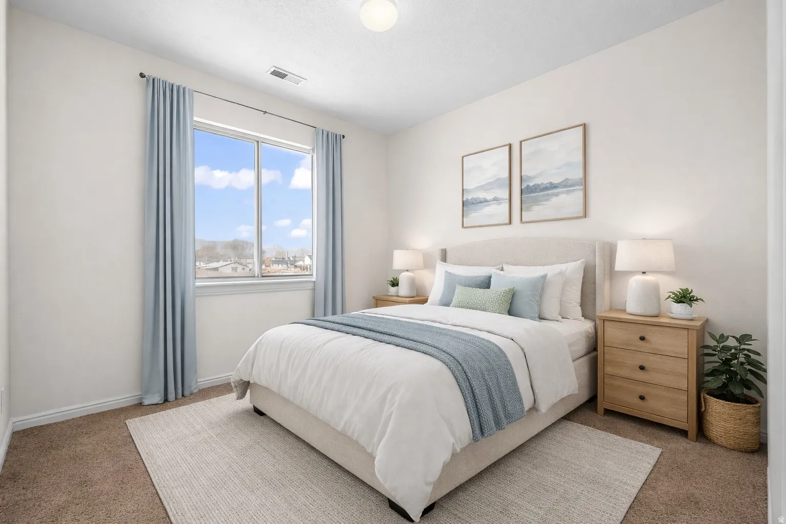 Carpeted bedroom with baseboards