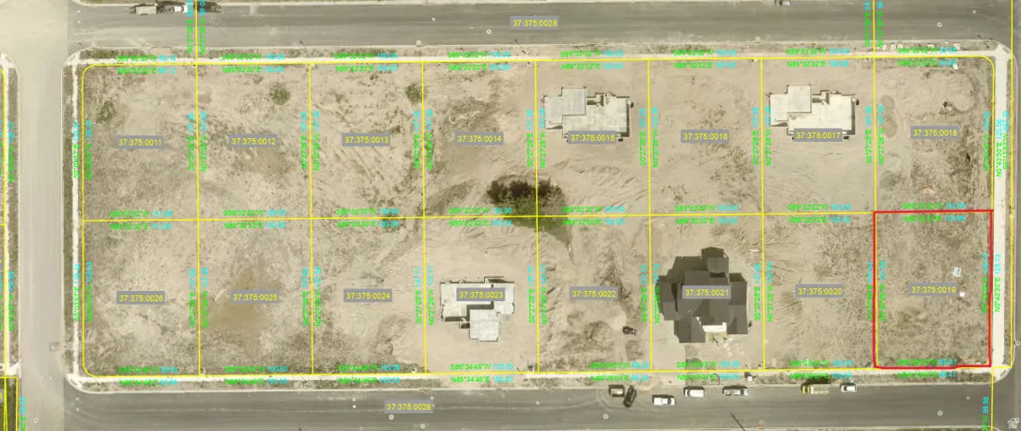 Aerial view of property's location featuring property parcel outlined