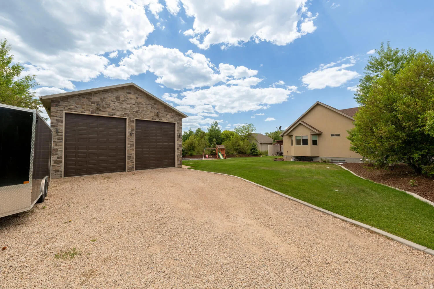 View of detached garage