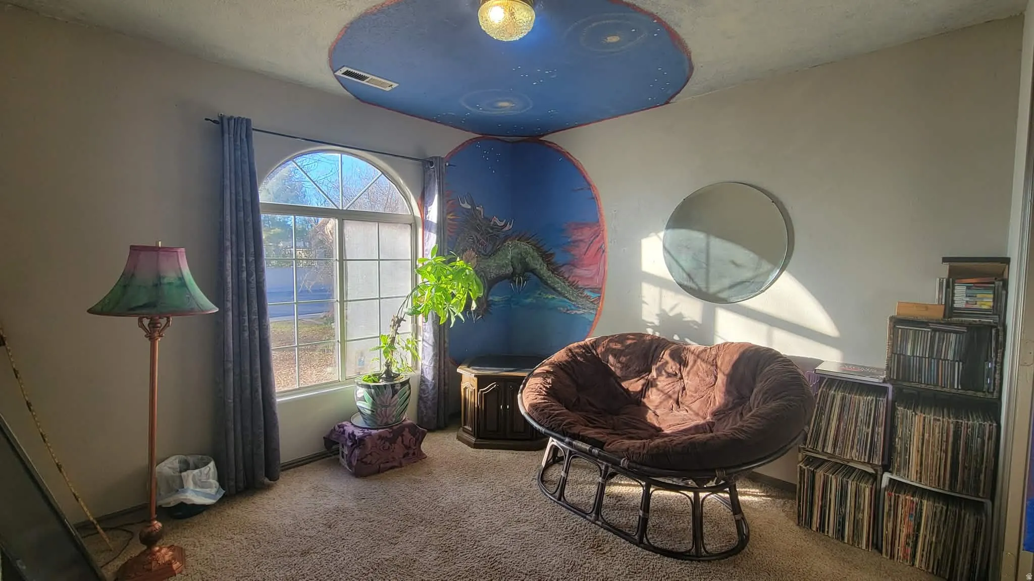Living area featuring carpet flooring