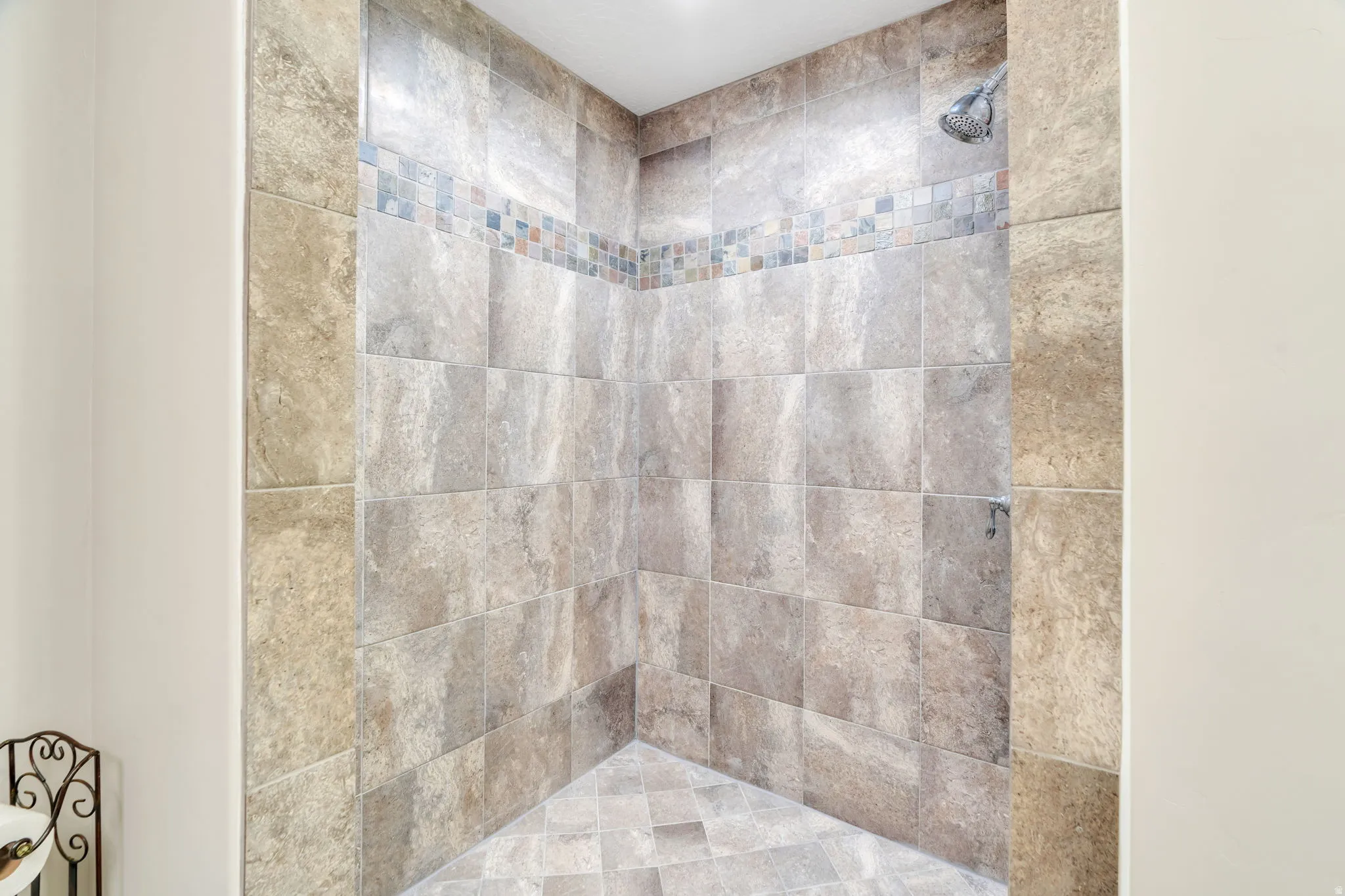 Fully tiled walk-in shower