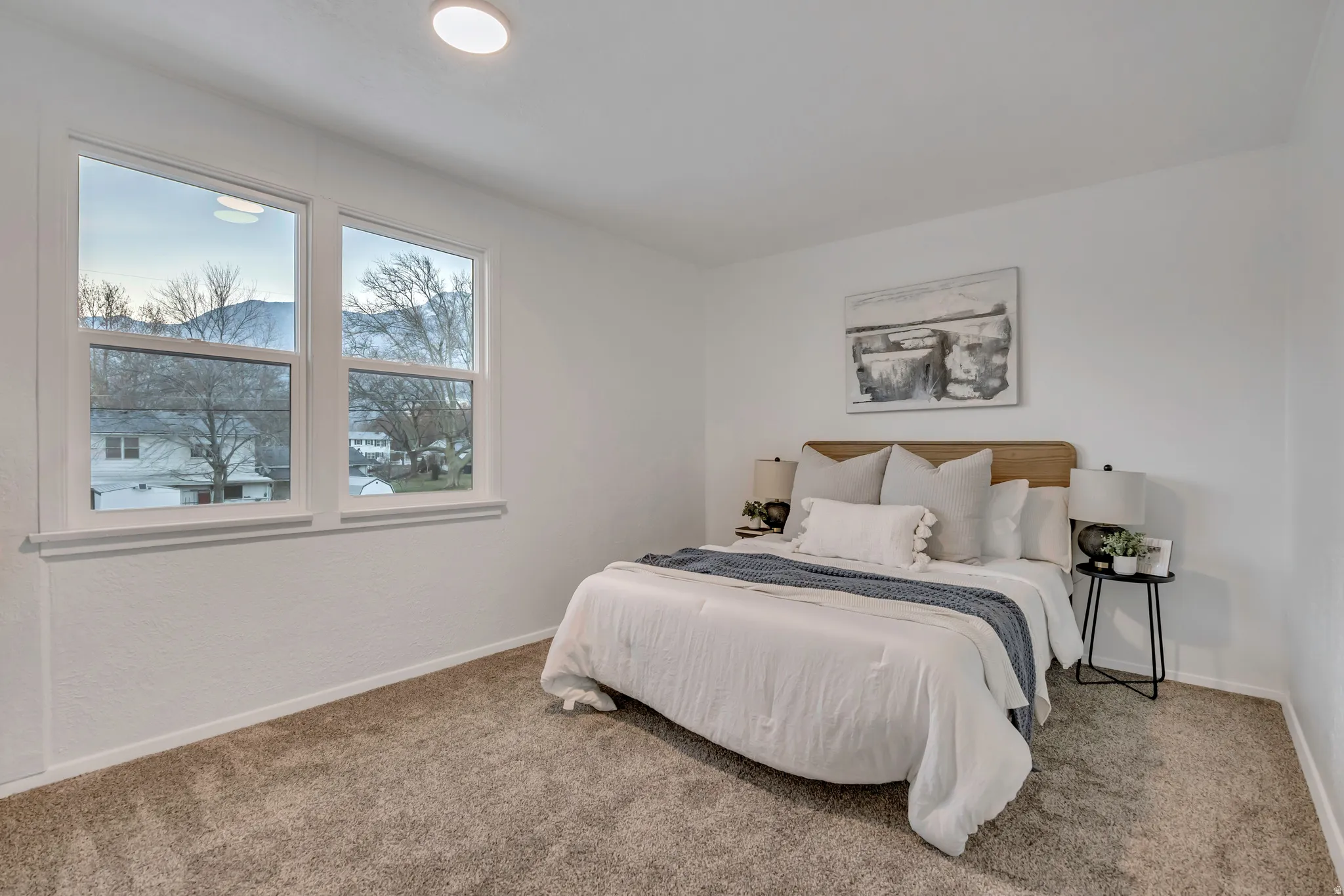 Bedroom with carpet flooring